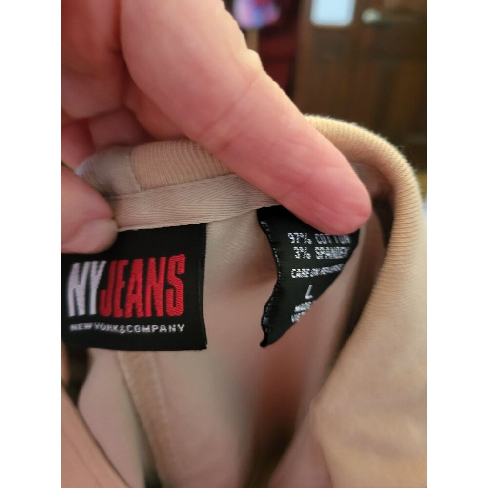 New York & Company Khaki Hooded Zip Up Vest L Y2K Streetwear Sporty Preppy Retro - Picture 9 of 9